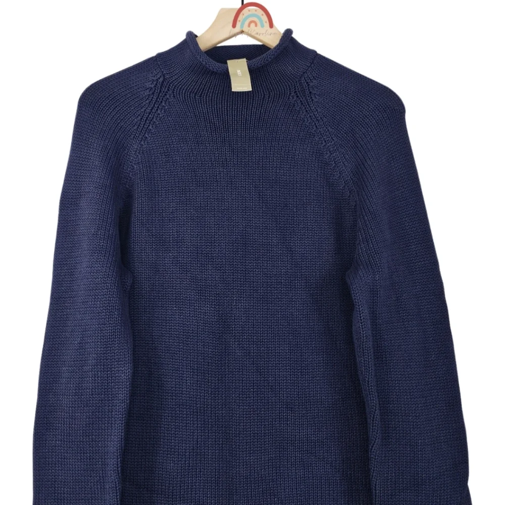 New! J. Crew 1988 Rollneck Sweater in Cotton Navy Unisex - Picture 5 of 11